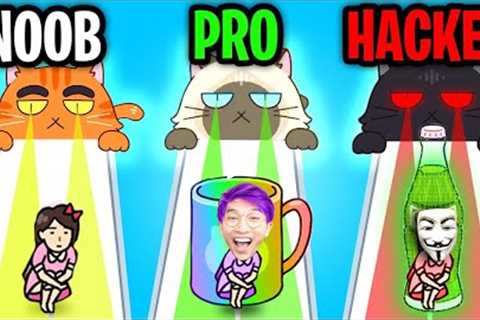 Can We Go NOOB vs PRO vs HACKER In HIDE AND SEEK CAT ESCAPE!? (FUNNY APP GAME!)