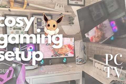 ✧☁️ Cosy corner gaming PC/Playstation SETUP TOUR and playing Palworld ☁️✧ + discount codes! ✿