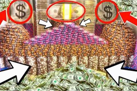 *RECORD WIN* WORLD’S LARGEST POKER CHIP MANSION CRASH! HIGH RISK COIN PUSHER MEGA MONEY JACKPOT!